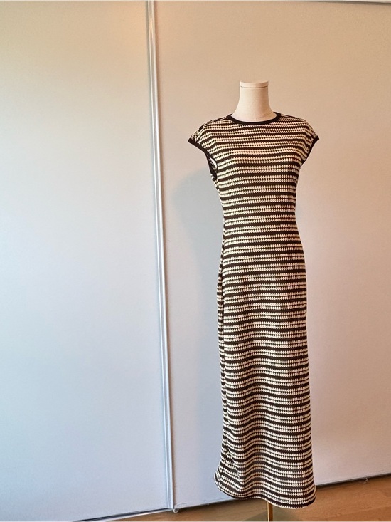 Dresses & Skirts - Black and Cream Striped Knit Maxi Dress